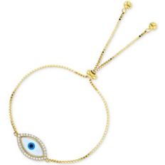 Macy's Enamel Bracelets Macy's Cubic Zirconia & Enamel Evil Eye Bolo Bracelet Gold over Silver (ONE SIZE)