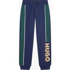 HUGO Kids' Fleece Back Brushed Joggers, Navy/Green