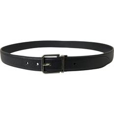Silver - Unisex Belts Dolce & Gabbana Elegant Black Leather Designer Belt Black