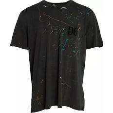 Dolce & Gabbana Grey T-shirts Dolce & Gabbana Grå Bomull T-skjorte med Fargesprut Gray