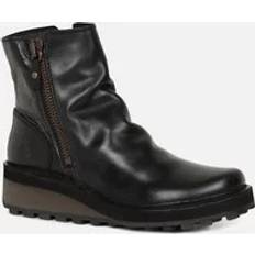 'Hole' Wedge Heel Boots Black