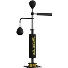 Sportnow Boxing Bag, Freestanding Punching Bag, with Reflex Bar, Speed Balls, Black