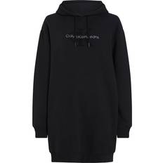 Calvin Klein Bomull Klänningar Calvin Klein Monogram Hooded Sweatshirt Dress Black