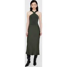 Anine Bing Dame Nederdele Anine Bing Bar Silk Skirt in Dark Olive