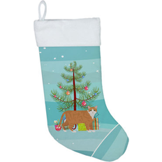 Hanging Stockings Christmas 18.0 H x 13.5 W in Brown/Orange/White Polyester Stocking