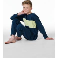 Schlafanzüge Schiesser Schlafanzug lang Bündchen nachtblau Teens Nightwear