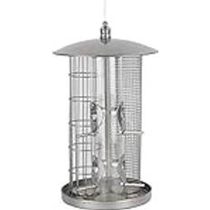 Dehner Natura 3-In-1 Wild Bird Feeder 22 cm x 36.5 cm Silver Metal