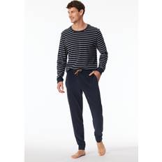 Blau - Herren Schlafanzüge Schiesser Herren Pyjama blau Frottee gestreift