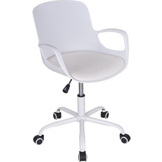 Ebern Designs White Office Chairs Ebern Designs Adjustable Swivel Seat 23.6" W x 23.6" D Office Chair