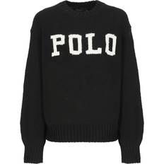 Polo Ralph Lauren Logo Crewneck Sweater Dam Stickade Tröjor Från Magasin Polo Black/cream
