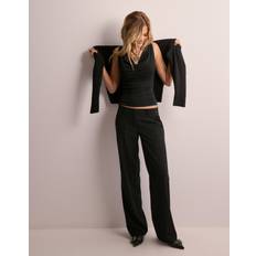 Low Waist Relaxed Suit Pants - Svart