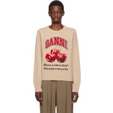 Ganni L Overdeler Ganni Graphic Wool Mix Cherry Crewneck Safari