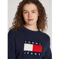 Knitted Sweaters - Red Jumpers Tommy Jeans Flag Logo Jumper Navy, Navy, = 10, Women =