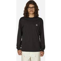 Stone Island Herre T-skjorter Stone Island Garment Dyed Logo Longsleeve T-Shirt Black