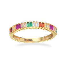 Smykker Scrouples Soho Baguette Rainbow Forgyldt Sølv Ring