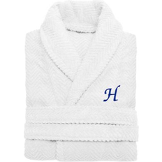 Sleepwear Authentic Hotel and Spa Linum Home 100% Turkish Cotton Personalized Unisex Herringbone Bath Robe White (S/M)