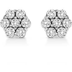 Haus of Brilliance 925 Sterling Silver Lab Grown Brilliant Round Cut Diamond Floral Cluster Stud Earrings (G-H Color, VS2-SI1 Clarity)