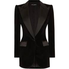 Satin Jakkesæt Dolce & Gabbana Velvet Satin Panel Jakke Sort