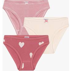 Coton Culottes Petit Bateau Kids' Stripe/Plain/Heart Knickers, Pack of 3, Variante