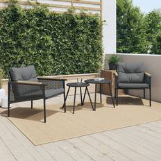 Günstig Lounge-Sets vidaXL 4-tlg. Balkonmöbel Set mit Kissen Schwarz Stahl Lounge-Set