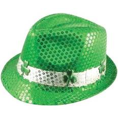 Henbrandt St Patricks Green Irish Shamrock Sequin Gangster Hat