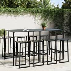 Steel Outdoor Bar Sets vidaXL Garden 200 x 99 x 110 cm Black Powder-coated Steel Outdoor Bar Set