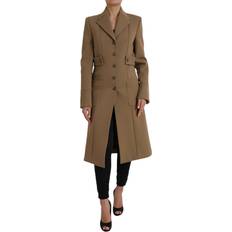 Dolce & Gabbana Brown Outerwear Dolce & Gabbana Brun Knappet Trenchcoat Jakke Brown