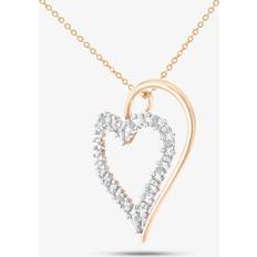 L Necklaces T.H.Baker 9ct Yellow Gold Double Diamond Heart Pendant Necklace PP03175Y