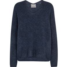 Mos Mosh Sweatere Mos Mosh MMThora V-neck Knit Strik Salute Navy