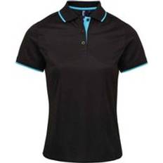 Turkoois - Vrouw Polo's Premier Coolchecker Contrast Piqué Poloshirt - Zwart/Turkoois