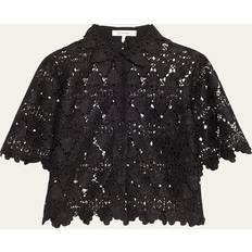 Short Sleeves - Women Shirts Frame Lace Button-Front Shirt BLACK (X-Small)