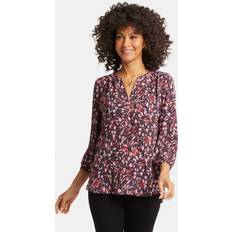 Polyester Blouses NYDJ Women's Pintuck Blouse in Perla Plum, Regular, Polyester/Denim