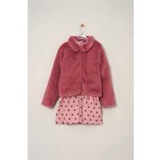 Pink Other Sets Girls Fur Jacket, Dress And Tights Outfit Set Pink 12-18