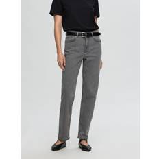 Selected Dame Jeans Selected Grå Straight Fit Jeans Grå