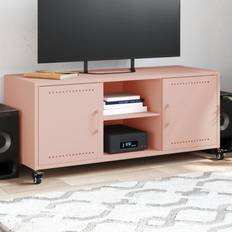 Rosso Mobili TV vidaXL Cabinet Pink 100.5x39x43.5 cm Cold-Rolled Steel TV Bench