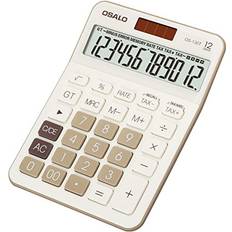 Osalo Calculator Large Display Large Buttons 12-Digits Office Desk Calculator with VAT Tax Function (OS-130T)