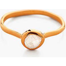 Monica Vinader Yellow Rings Monica Vinader Womens Yellow Gold Siren 18ct Vermeil and Moonstone Stacking Ring O YELLOW GOLD