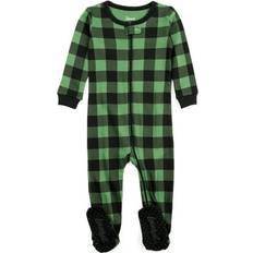 Green Nightwear Leveret White Mark Baby Footed Plaid Pajamas Green 18-24M