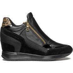 Geox Shoes Geox Nydame Leather Blend Wedge Trainers, Black