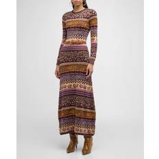 Wool Dresses Ulla Johnson Paloma Multi-Print Wool-Blend Midi Dress WOODLAND (X-Large)