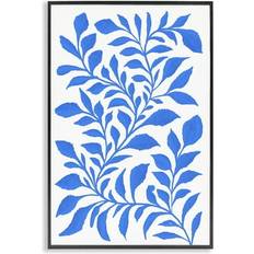 Wall Decorations Stupell Industries Blue Snake Plant Gray Giclee 24" H x 16" W Framed Art 16x24"