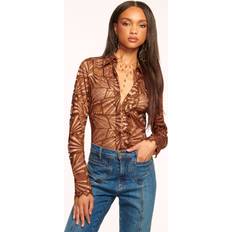 Nylon Blusas Ramy Brook Priscilla Lace Button Down Top - Bronze