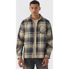 Mies - Ylisuuri Paidat boohooMAN Oversized Long Sleeve Check Shirt - Grey