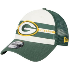 Caps New Era Men's Cream/Green Green Bay Packers Team Stripe Trucker 9FORTY Snapback Hat