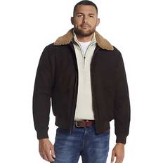 Weatherproof Men's Microsuede Bomber Jacket with Faux Fur Removable Collar Mocha