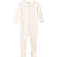 Vita Jumpsuits Barnkläder Joha Basic Ull Baby Bodysuit Natur