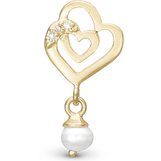 Smykker Christina Two Hearts Forgyldt sølv charm til mm læderarmbånd