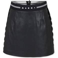 Black Skirts Children's Clothing Marni Marni Girls Black Kids Logo-waistband Scalloped Faux-leather Mini Skirt 8-14 Years BLACK