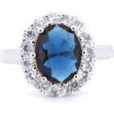 Blue Rings Jewelco London Jewelco London 925 Silver Rhodium CZ Set Dress Ring ARN186