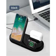 Wireless Charger Station, 15W Max Fast Wireless Charger for Ipad Airpods, Iphone,Apple Watch -Black